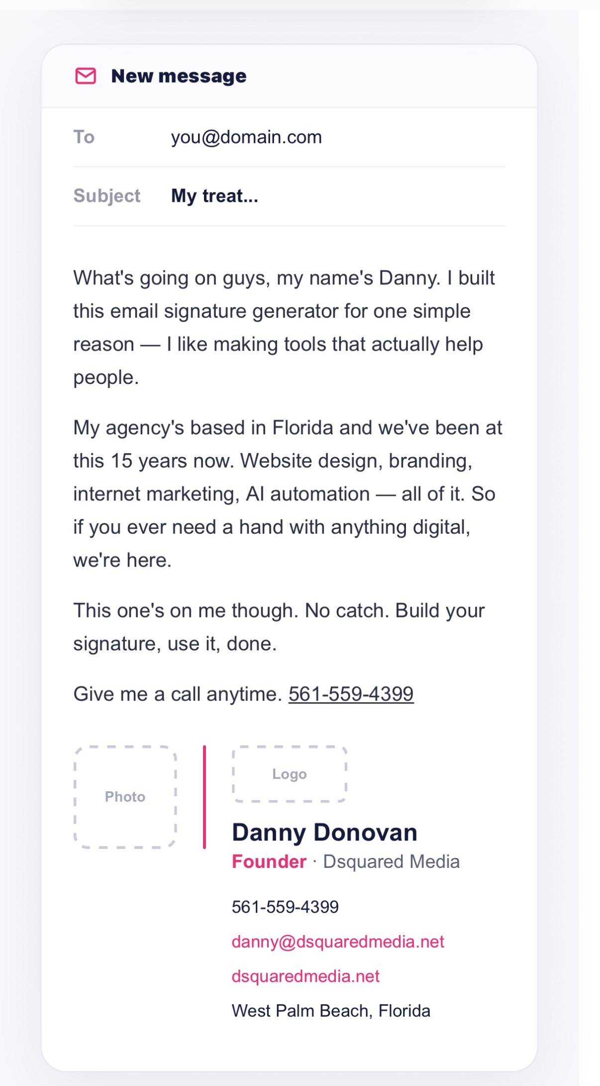 No Cost Email Signature preview
