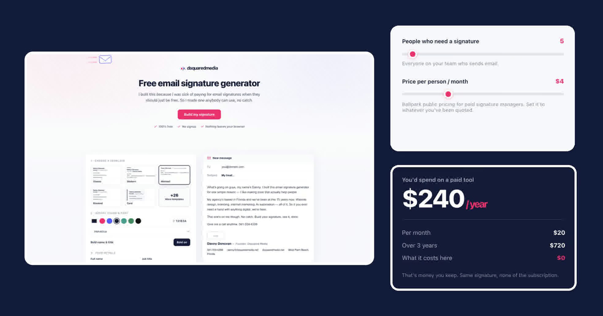 No Cost Email Signature preview