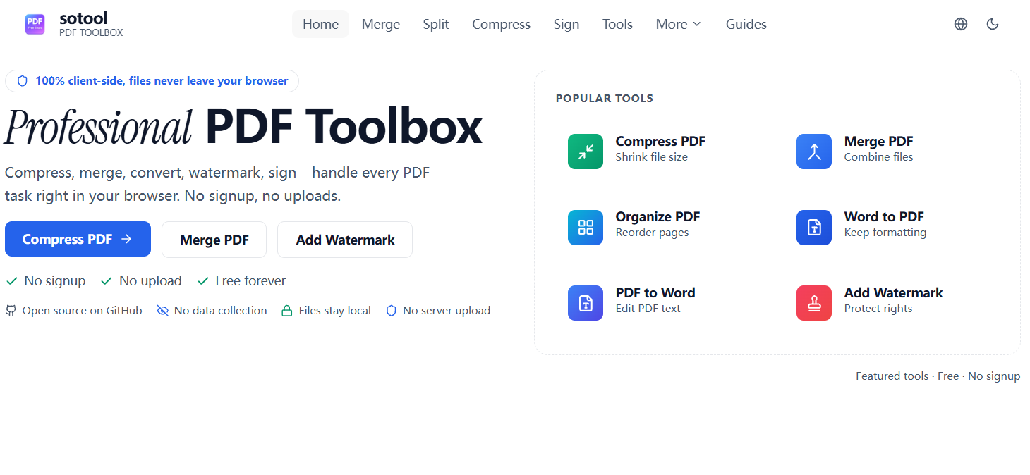 PDF Toolbox — Browser PDF Tools preview