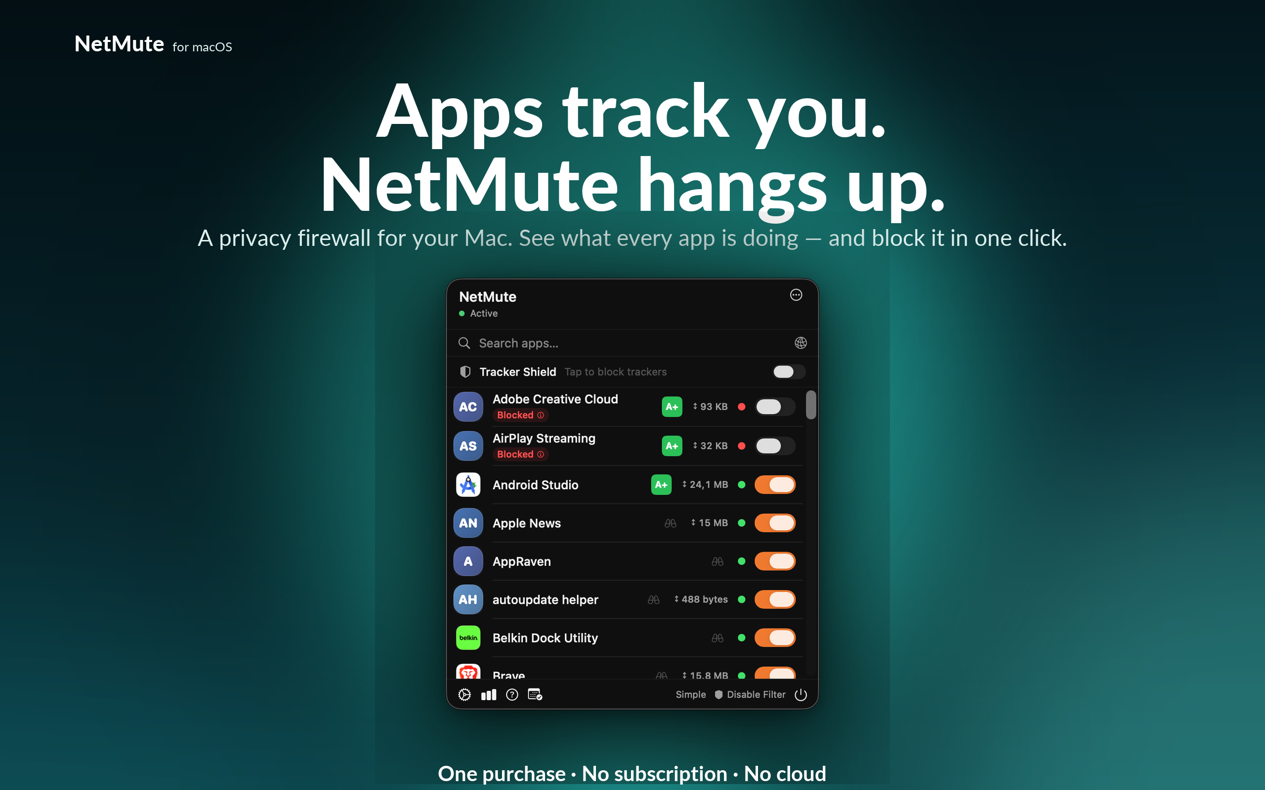 NetMute: Block Tracker for Mac preview