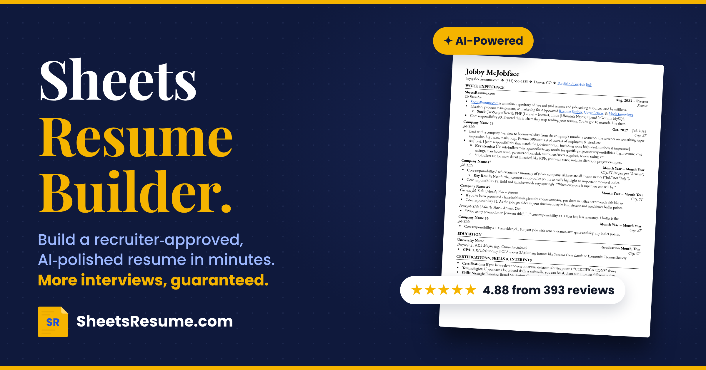 Sheets AI Resume Builder preview