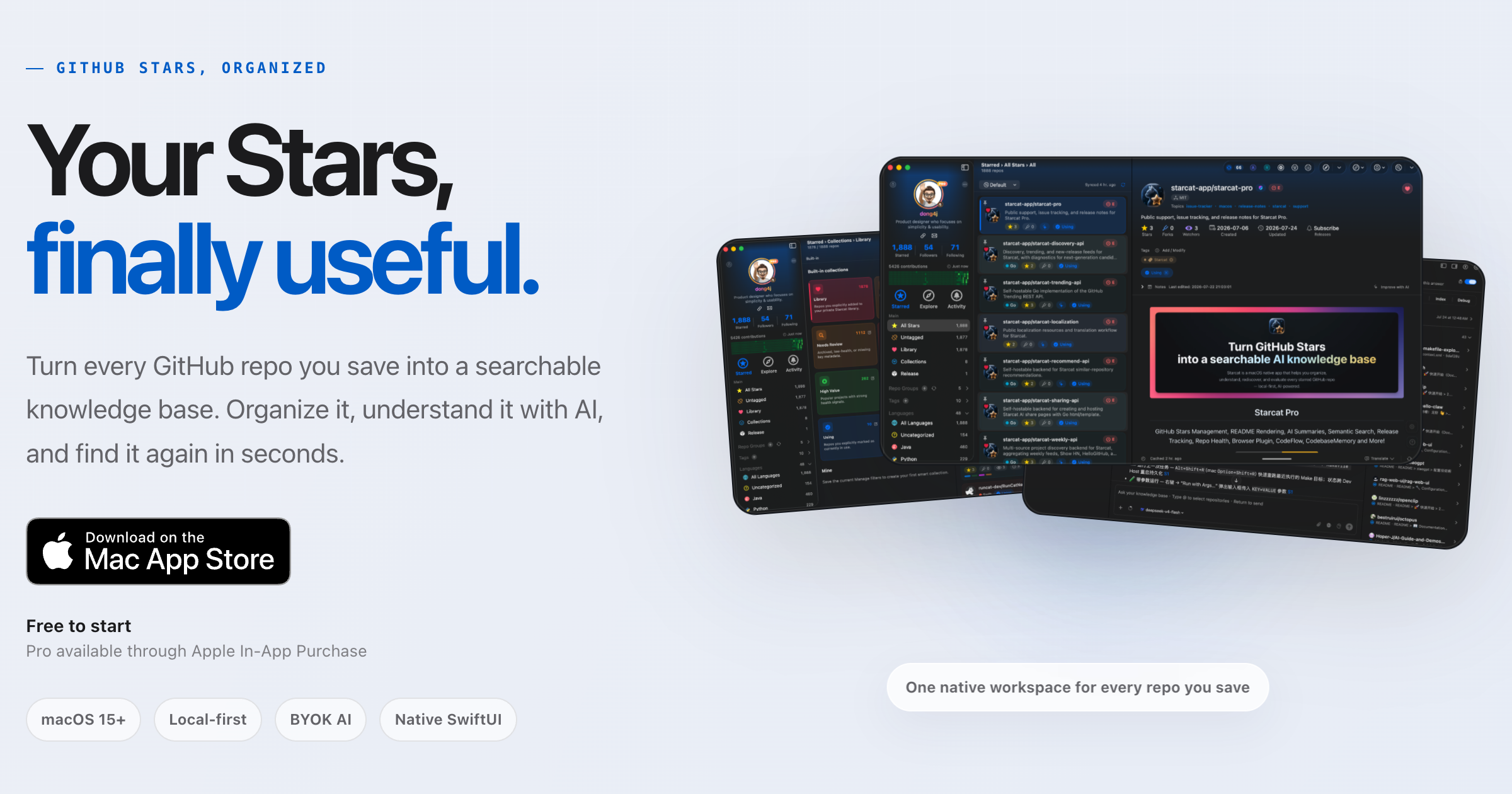 Starcat For GitHub preview