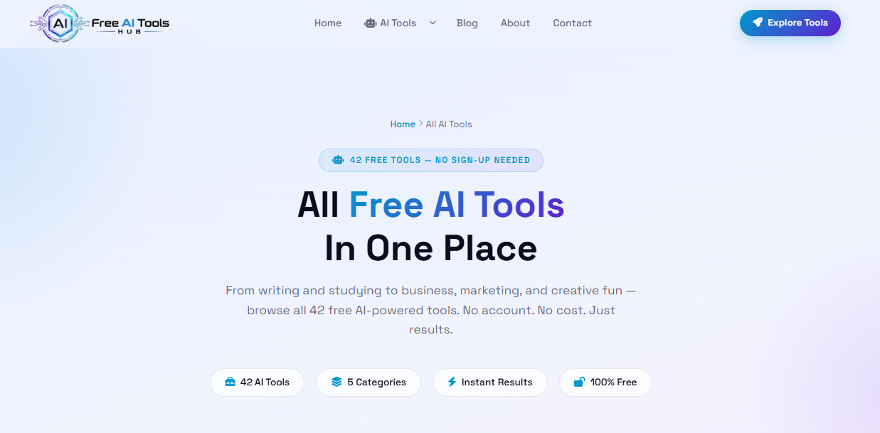 Free AI Tools Hub preview