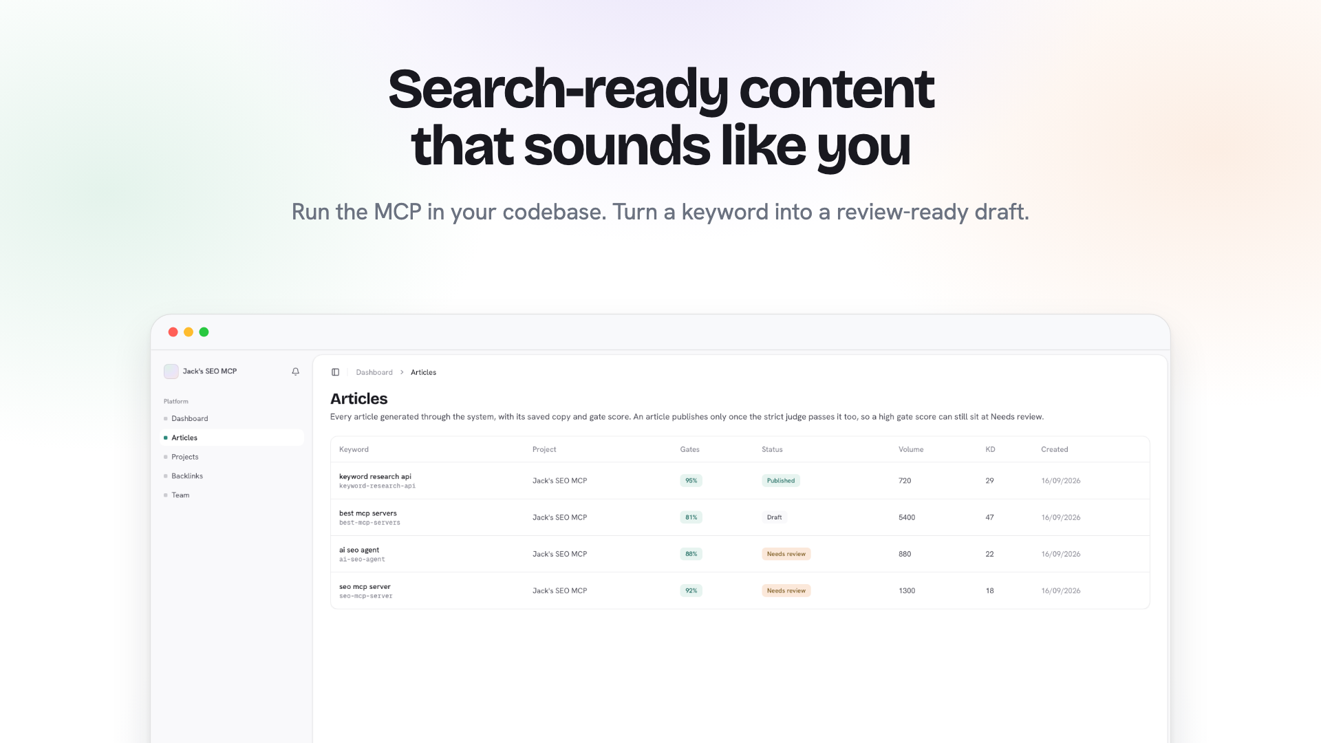 Jack's SEO MCP preview